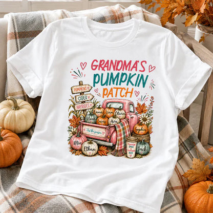 Personalized Classic Tee with Grandma's Pumpkin Patch Fall Truck, Unique and Creative Gift for Grandma