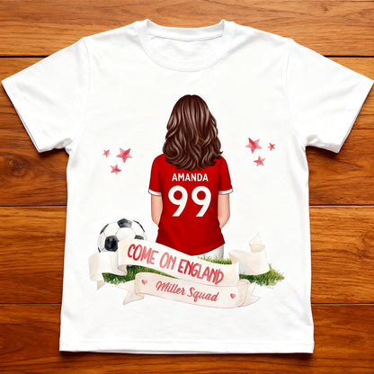 Personalized England Soccer Fan Classic Tee, Player Back View Design, Unique Gift for Family Match Days