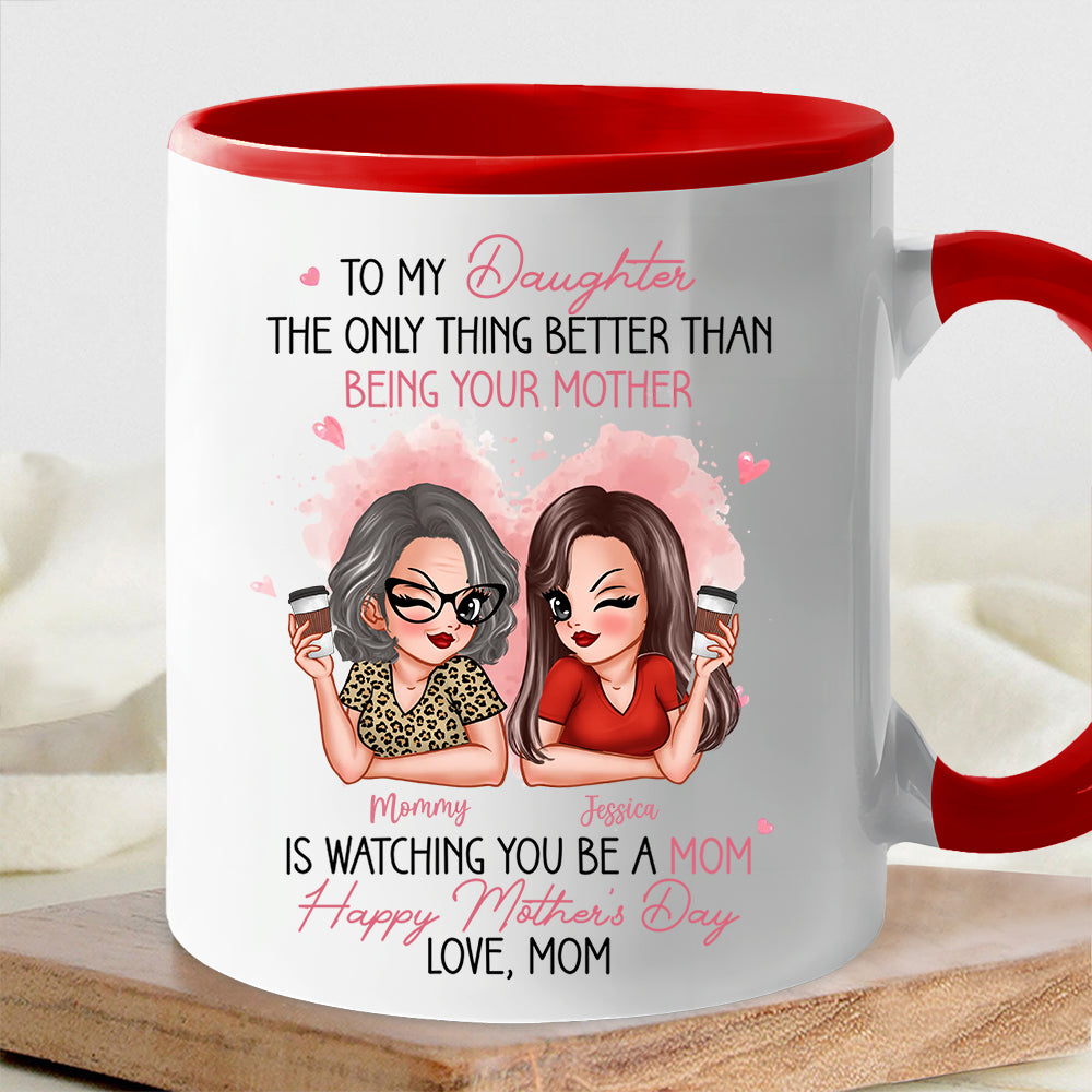 To My Daughter – Personalized Ceramic Mug , Perfect Gift for Mother and Daughter, Featuring a Fun Design with Winking Characters