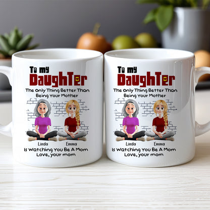 To My Daughter – Personalized White Ceramic Mug with Custom Names, Heartfelt Gift for Mother and Daughter on Special Occasions