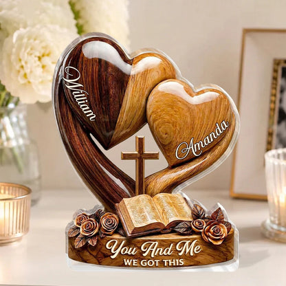 You And Me We Got This Personalized Shaped Acrylic Block Plaque, Creative Keepsake Gift for a Partner