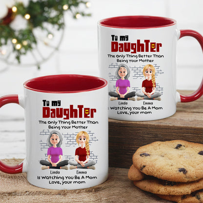 To My Daughter – Personalized White Ceramic Mug with Custom Names, Heartfelt Gift for Mother and Daughter on Special Occasions