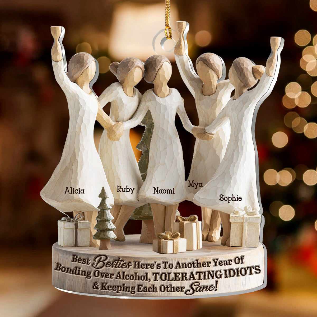 Custom Friends Acrylic Ornament for Holiday Celebration – Funny We'll Be Friends Until We're Old And Senile Keepsake, Perfect Christmas Tree Gift for Your Besties