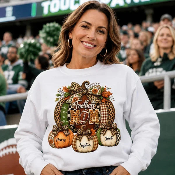 Proud Football Mom Sweatshirt, Personalized Rustic Fall Artwork, Creative Keepsake Gift for Football Moms