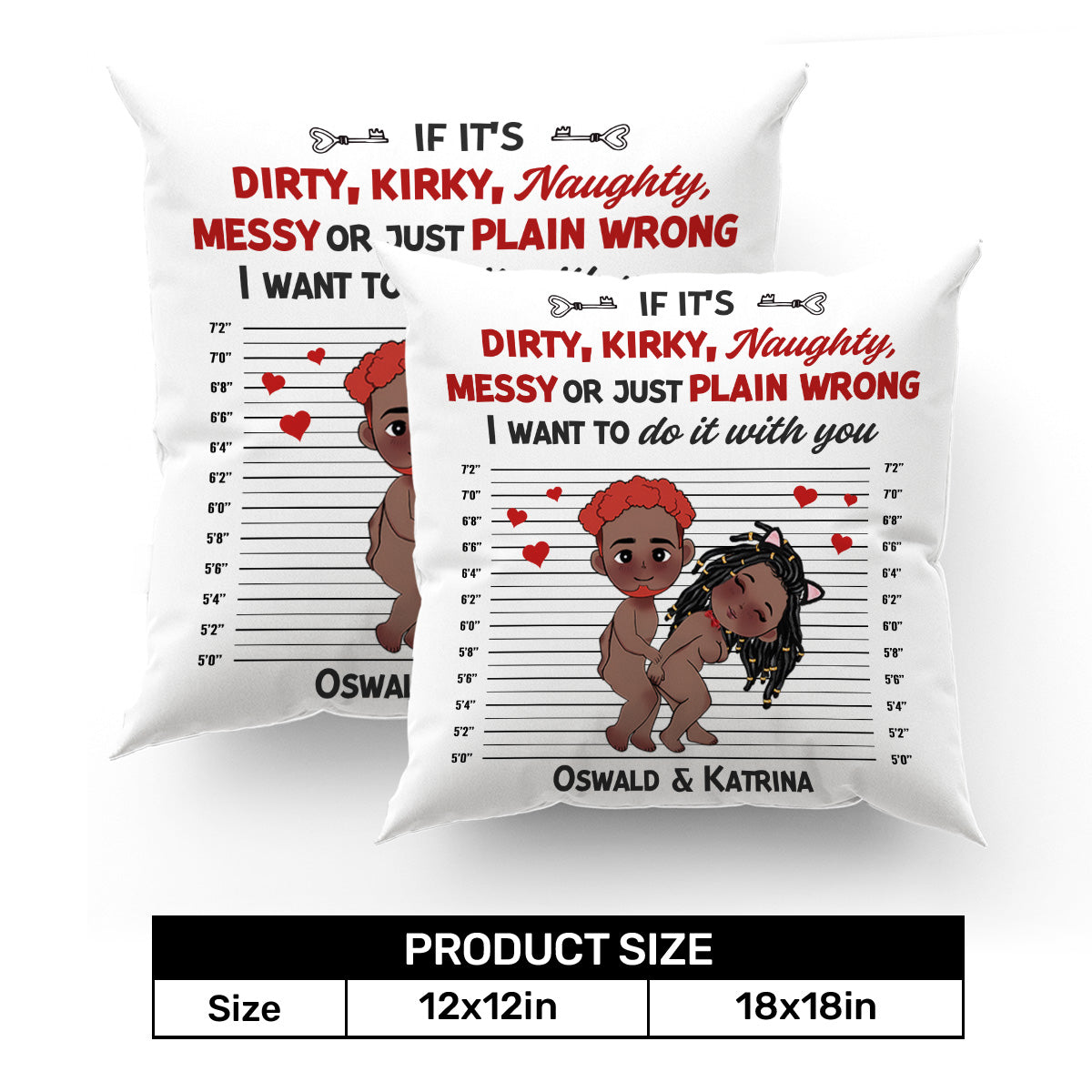 Custom Couple Pillow – “Playful Mugshot” Personalized Design, Romantic Gift for Valentine’s and Anniversaries