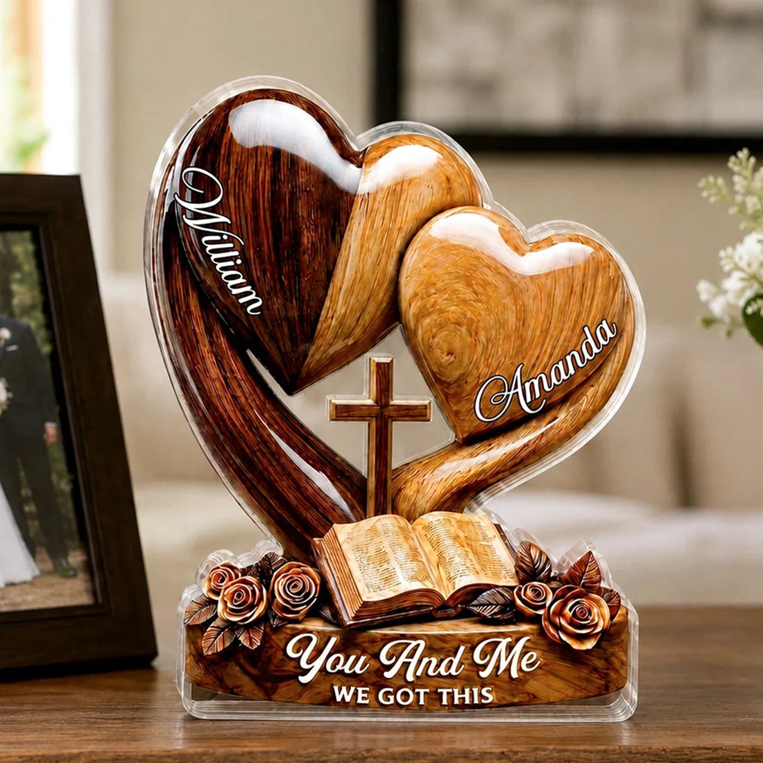 You And Me We Got This Personalized Shaped Acrylic Block Plaque, Creative Keepsake Gift for a Partner