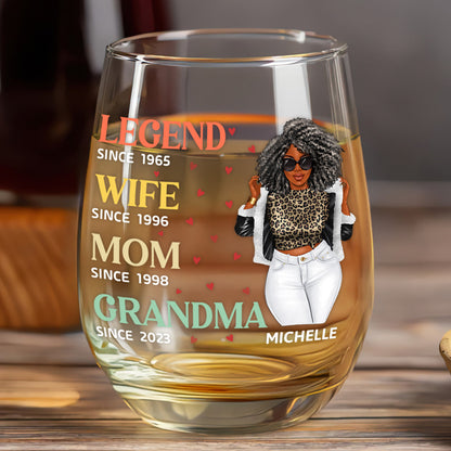 Unique Wine Glass for Her – Custom Design for Wife, Mom, and Grandma to Honor Their Journey
