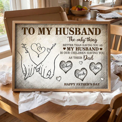 Personalized Husband & Dad Poster, Pinky Promise Hands, Unique Father's Day Gift With Vintage Warmth