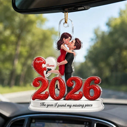 Personalized Acrylic Ornament, Embracing Couple and Missing Piece Quote, Creative Gift for Couples