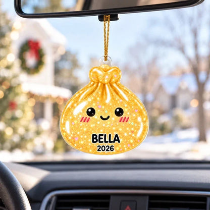 Personalized Acrylic Ornament, Smiling Dim Sum on a Lit Christmas Tree, Unique Creative Keepsake Gift for Family