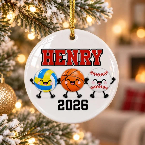 Personalized Ceramic Ornament, Smiling Multi-Sport Team Keepsake, Creative Gift for Kids and Sports Fans