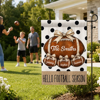 Personalized Garden Flag, Family Welcome Football Art for Porch & Yard, Creative Gift for Families