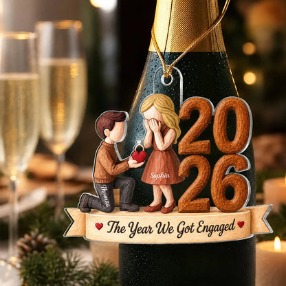 Personalized Acrylic Ornament, Kneeling Proposal Scene, Unique Engagement Gift for Couple