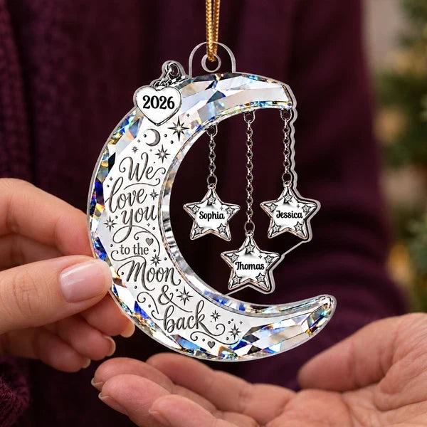 Personalized Moon & Stars Acrylic Ornament for Christmas Tree, Unique Grandkids Gift for Grandma