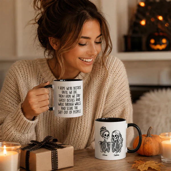 Funny Friendship Mug With Custom Ghost Friends Quote, Unique Creative Gift For Coworker