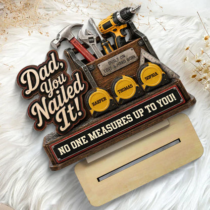 Personalized 2-Layer Wooden Plaque for Dad, Toolbox Design Dad You Nailed It Unique Gift