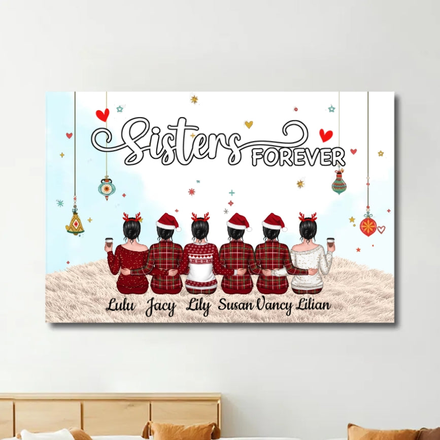 Sisters Forever - Personalized Plaque, Ornament, Poster, Keychain, Blanket or Cup - A Heartfelt Gift for Your Best Friend or Sister