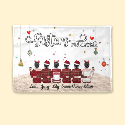 Sisters Forever - Personalized  Poster, Plaque, Ornament,Keychain, Blanket or Cup - A Heartfelt Gift for Your Best Friend or Sister