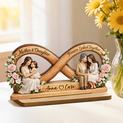Personalized Wooden Plaque, Mother & Daughter Forever Linked Together, Unique Gift for Mom