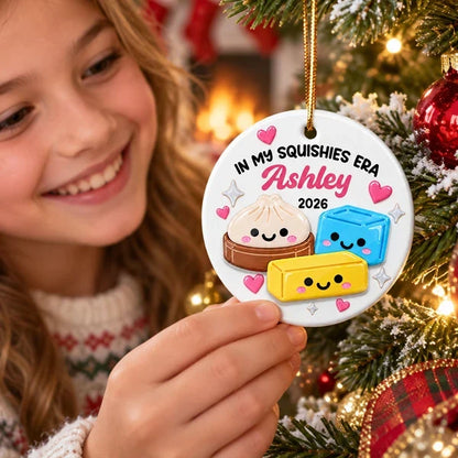Round Ceramic Acrylic Ornament, Cute Dumpling & Squishies Christmas Tree Decor, Creative Gift for Kids & Teens