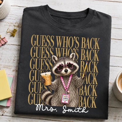 Funny Raccoon Teacher Classic Tee, Personalized Back to School Unique Gift for Teacher