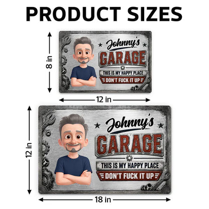 Rectangular Iron Sign, Personalized This Is My Happy Place Garage Decor, Creative Gift for Mechanic
