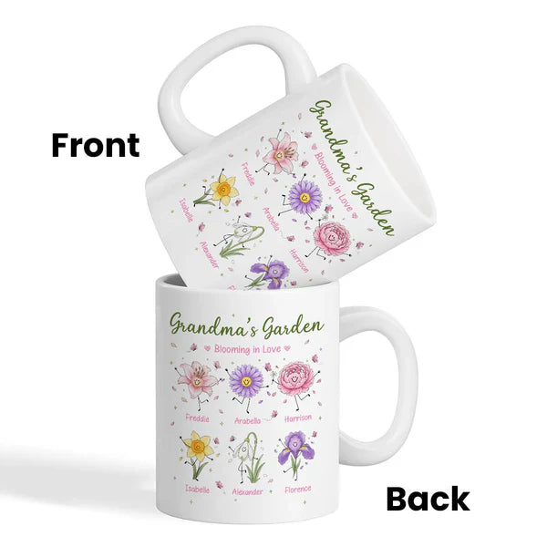 Personalized Ceramic Mug With Grandma's Garden Birth Flowers, Creative Gift for Grandma's Morning Coffee