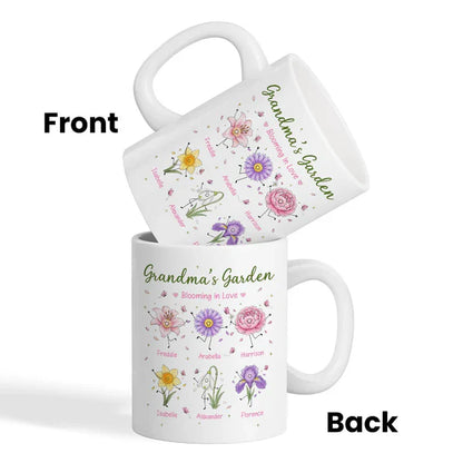 Personalized Ceramic Mug With Grandma's Garden Birth Flowers, Creative Gift for Grandma's Morning Coffee