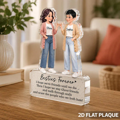 Besties Forever Personalized Acrylic Block Plaque, Pinky Promise Friendship Decor, Unique Gift for Friend