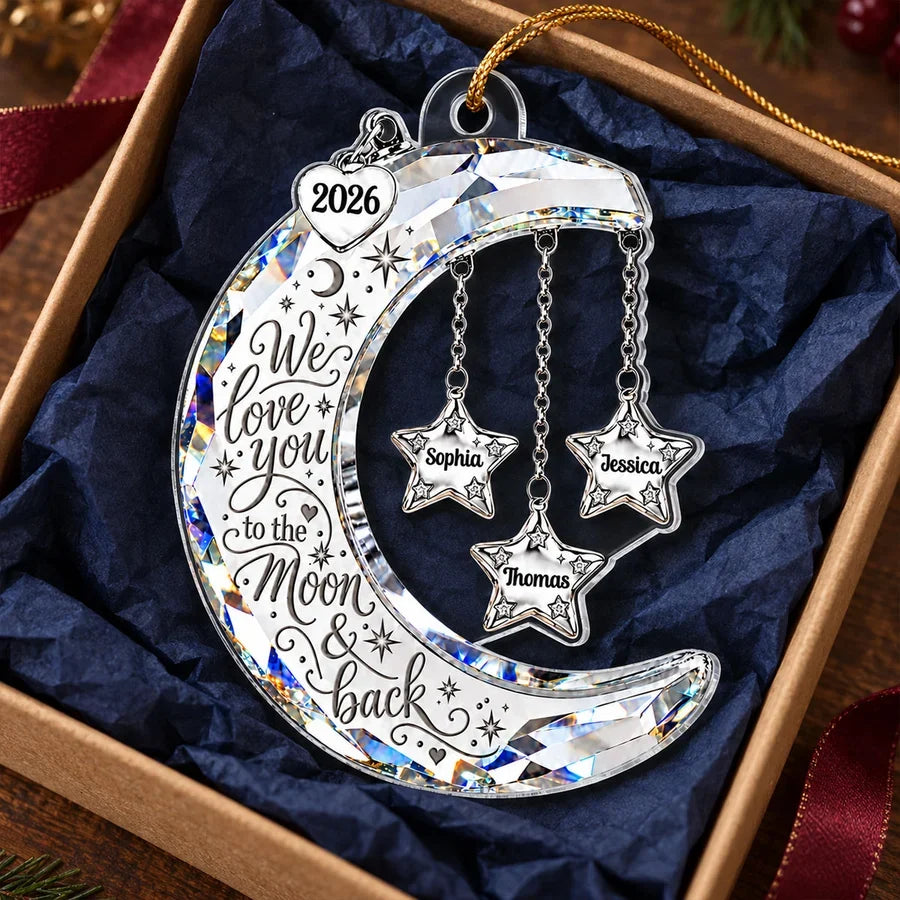 Personalized Moon & Stars Acrylic Ornament for Christmas Tree, Unique Grandkids Gift for Grandma