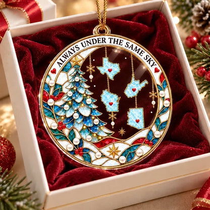 Personalized Acrylic Ornament, Stained Glass Style Christmas Tree, Unique Gift for Long-Distance Family