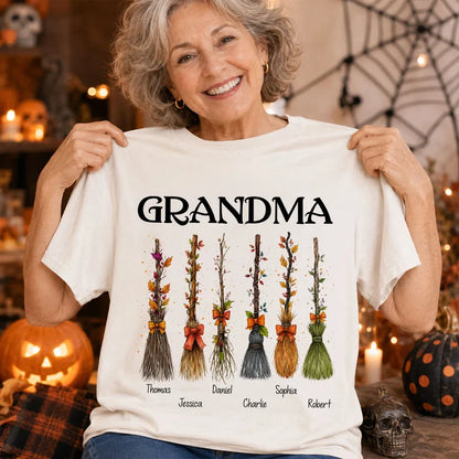 Grandma Broomsticks Sweatshirt, Creative Gift for Fall Family Pride With Cozy Witch Style