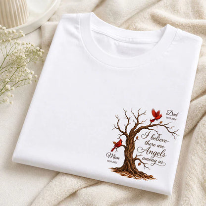 Personalized Classic Tee With Cardinal Memorial Tree, Unique Remembrance Gift for Family