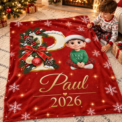 Personalized Fleece Blanket, Custom Christmas Keepsake Held by Mother and Daughter, Unique Gift for Kids