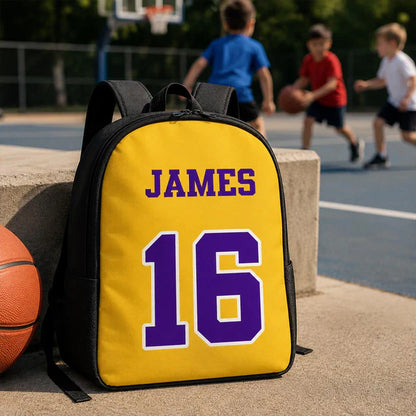 Personalized Kids School Backpack, Red Basketball Jersey Style, Unique Gift for Young Sports Fans
