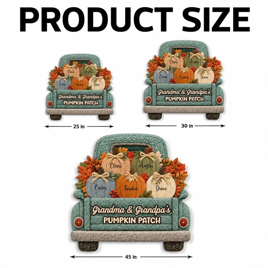 Personalized Shaped Doormat, Autumn Pumpkin Truck Decor, Unique Gift for Grandma and Grandpa