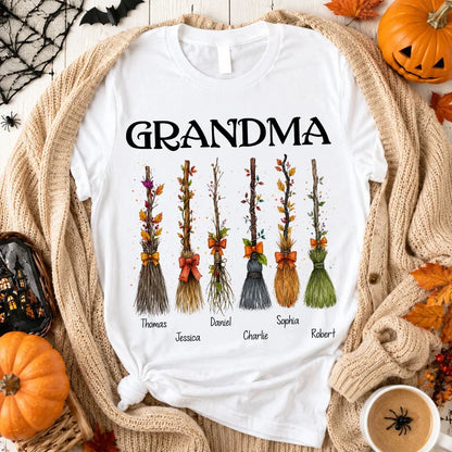 Grandma Broomsticks Sweatshirt, Creative Gift for Fall Family Pride With Cozy Witch Style