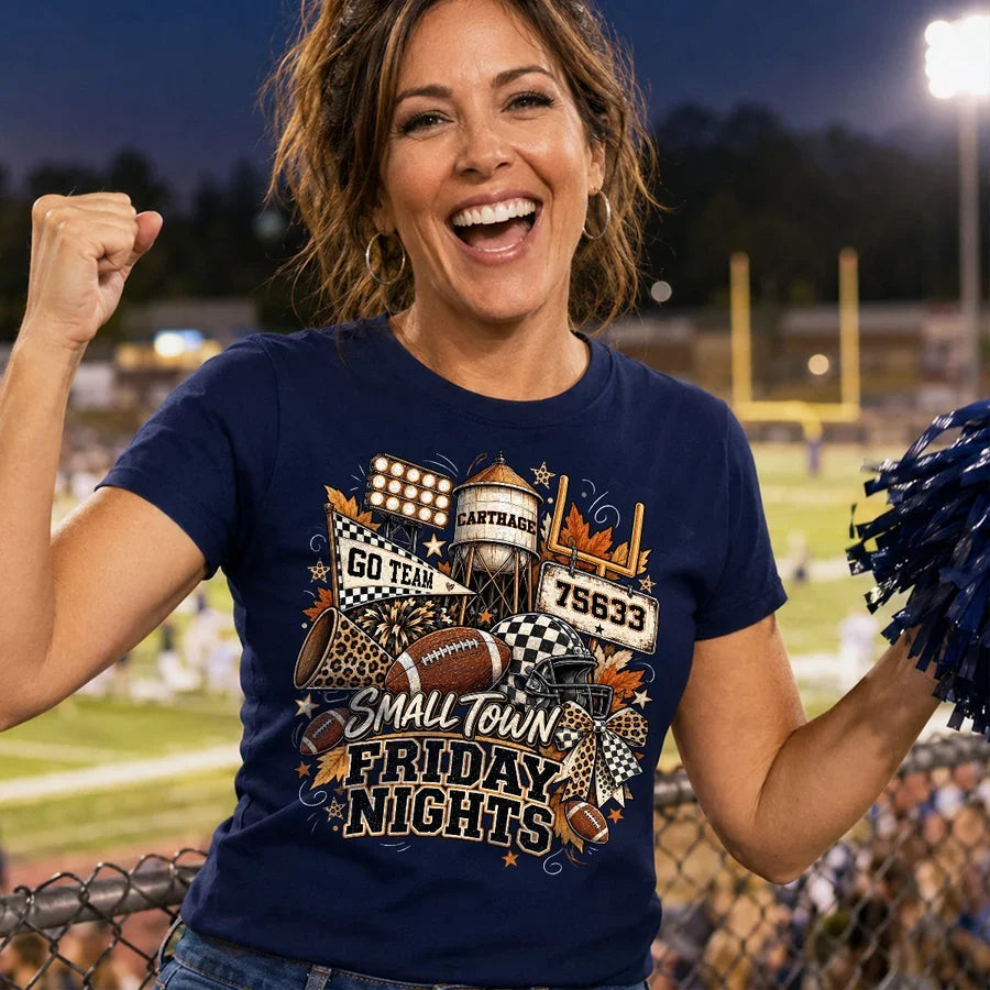 Personalized Classic Tee, Small Town Friday Nights Football Shirt, Unique Gift for Football Fans