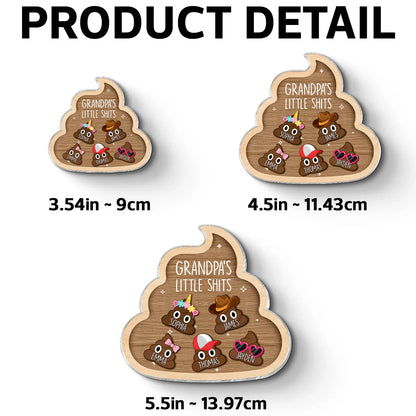 Personalized Acrylic Fridge Magnet With Cute Cartoon Poop Characters, Unique Gift For Grandpa's Kitchen Laughs