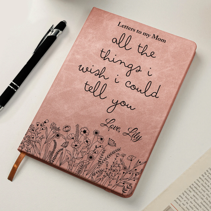 Personalized Leather Journal, Letters To My Mom Remembrance Design, Unique Memorial Gift for Family