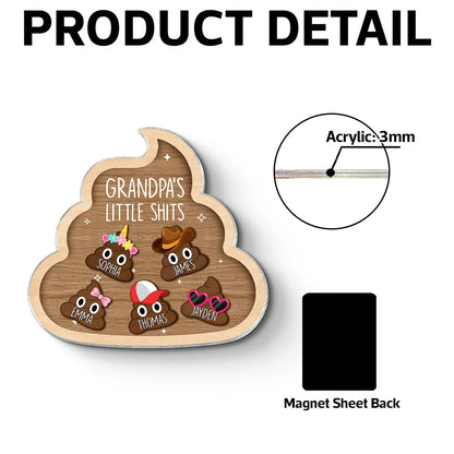 Personalized Acrylic Fridge Magnet With Cute Cartoon Poop Characters, Unique Gift For Grandpa's Kitchen Laughs