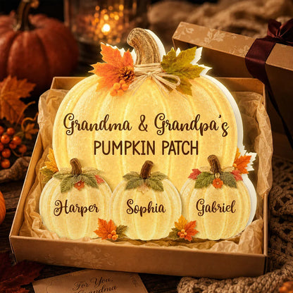 Acrylic Light Box with Glowing Pumpkin Patch, Heartwarming Personalized Fall Display, Creative Gift for Grandparents