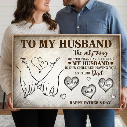 Personalized Husband & Dad Poster, Pinky Promise Hands, Unique Father's Day Gift With Vintage Warmth