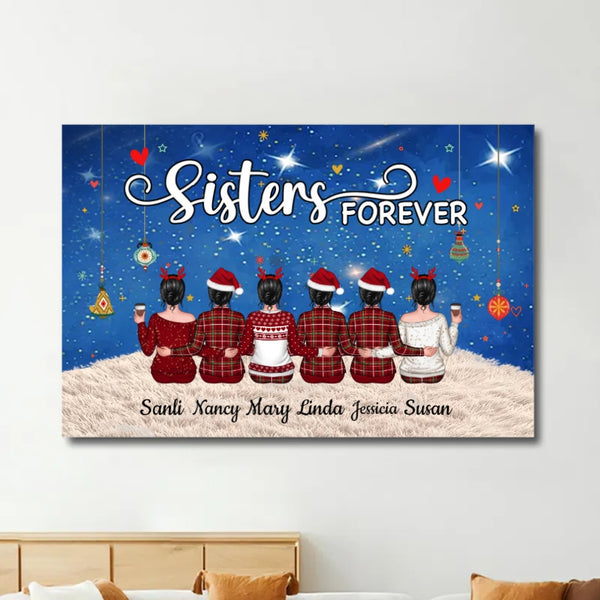 Sisters Forever - Personalized  Poster, Plaque, Ornament,Keychain, Blanket or Cup - A Heartfelt Gift for Your Best Friend or Sister