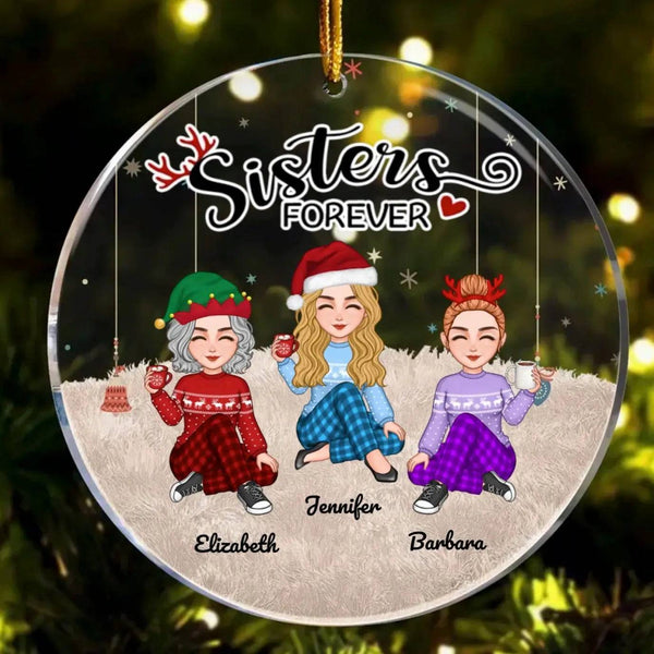 Besties Forever - Christmas Colorful Cute Besties Personalized Circle Acrylic Ornament