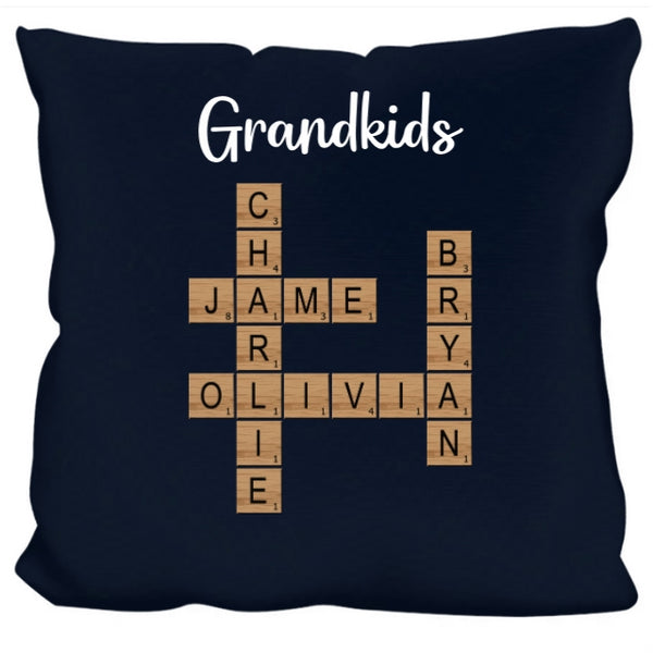 Personalized Grandkids Pillow - Custom Name Cross Plaque - Perfect Gift for Grandparents, Holiday Decor Keepsake