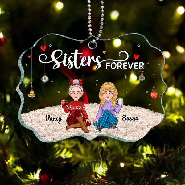 Sisters Forever - Personalized Ornament, Poster, Keychain, Plaque, Blanket & Sign - Christmas Gift for Sisters