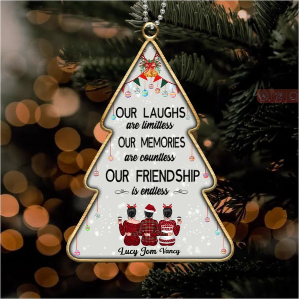 Custom personalized gift items including posters, canvases, keychains, and beauty tools with 'Besties - Our Laughs Are Limitless Our Memories Are Countless Our Friendship Is Endless' design, perfect for friendship gifts