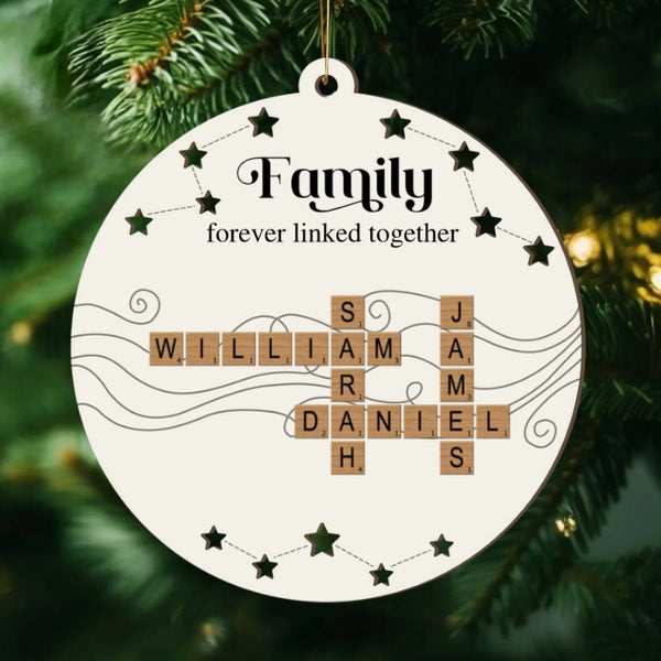 Personalized Family Name Crossword Double-Layer Wooden Ornament - A Heartfelt Gift to Celebrate Togetherness