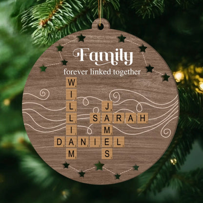 Personalized Family Name Crossword Double-Layer Wooden Ornament - A Heartfelt Gift to Celebrate Togetherness